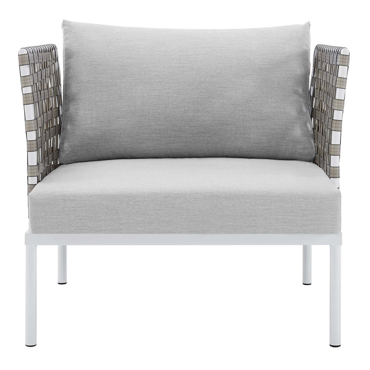Harmony Sunbrella® Basket Weave Outdoor Patio Aluminum Armchair - Tan Gray