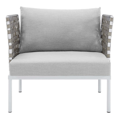 Harmony Sunbrella® Basket Weave Outdoor Patio Aluminum Armchair - Tan Gray