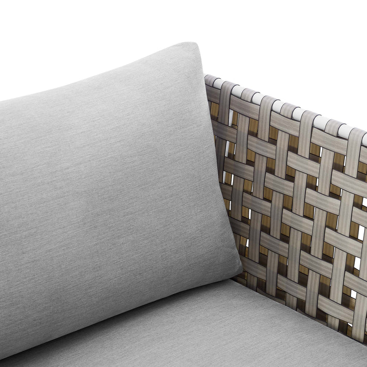 Harmony Sunbrella® Basket Weave Outdoor Patio Aluminum Armchair - Tan Gray