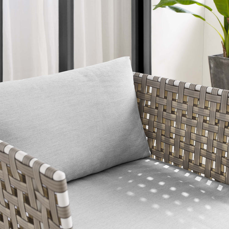 Harmony Sunbrella® Basket Weave Outdoor Patio Aluminum Armchair - Tan Gray