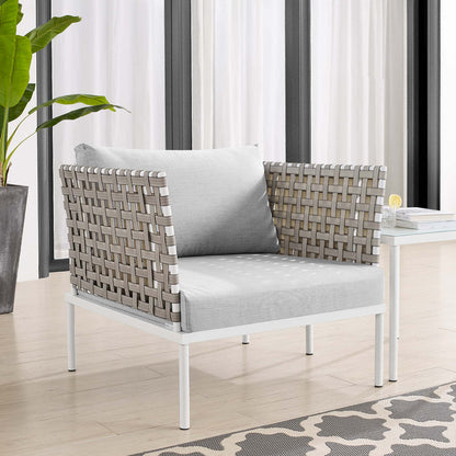 Harmony Sunbrella® Basket Weave Outdoor Patio Aluminum Armchair - Tan Gray