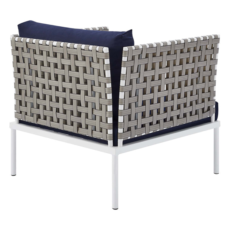 Harmony Sunbrella® Basket Weave Outdoor Patio Aluminum Armchair - Tan Navy