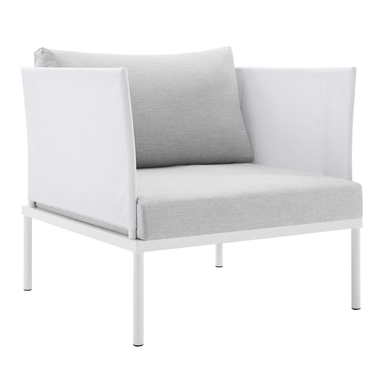Harmony Sunbrella® Outdoor Patio Aluminum Armchair - White Gray