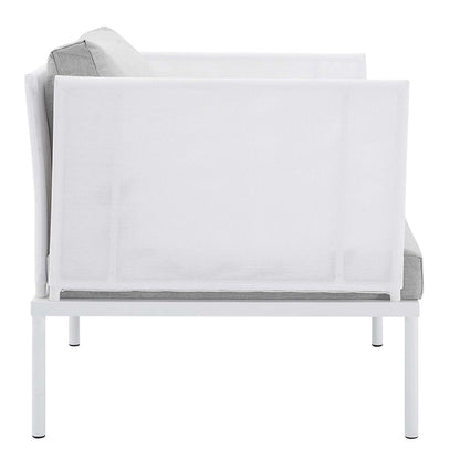 Harmony Sunbrella® Outdoor Patio Aluminum Armchair - White Gray