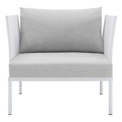 Harmony Sunbrella® Outdoor Patio Aluminum Armchair - White Gray