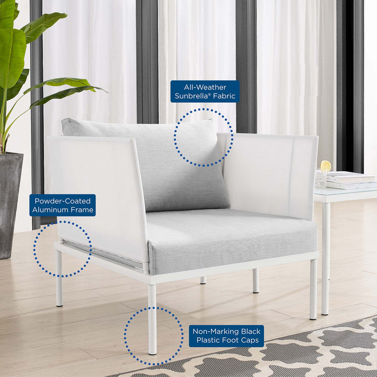 Harmony Sunbrella® Outdoor Patio Aluminum Armchair - White Gray