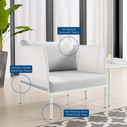 Harmony Sunbrella® Outdoor Patio Aluminum Armchair - White Gray