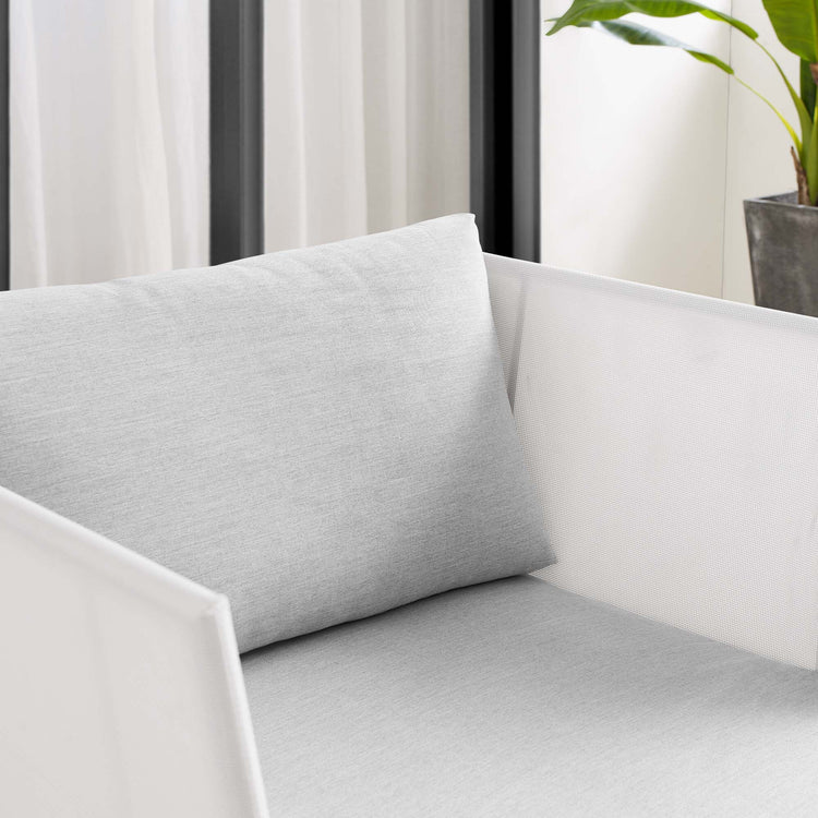 Harmony Sunbrella® Outdoor Patio Aluminum Armchair - White Gray