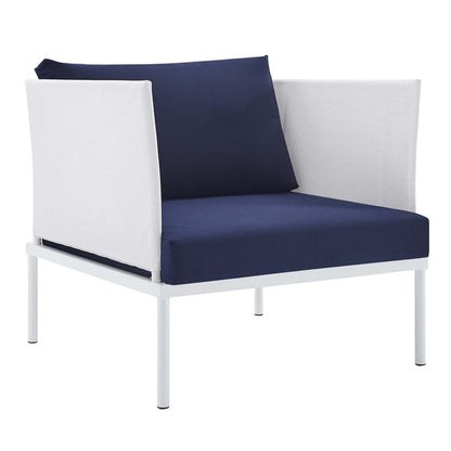 Harmony Sunbrella® Outdoor Patio Aluminum Armchair - White Navy