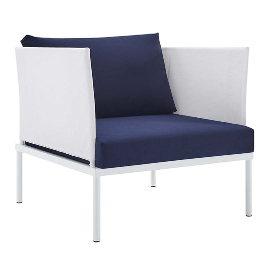 Harmony Sunbrella® Outdoor Patio Aluminum Armchair - White Navy