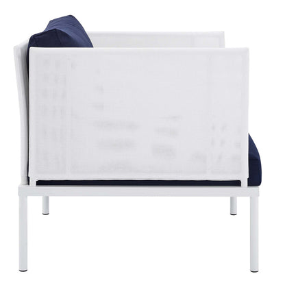 Harmony Sunbrella® Outdoor Patio Aluminum Armchair - White Navy