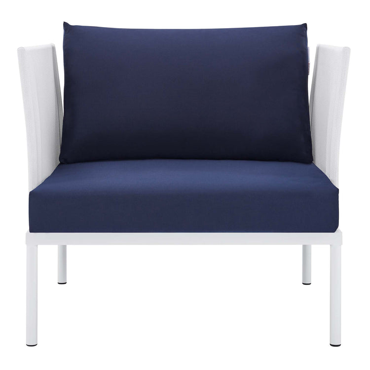 Harmony Sunbrella® Outdoor Patio Aluminum Armchair - White Navy
