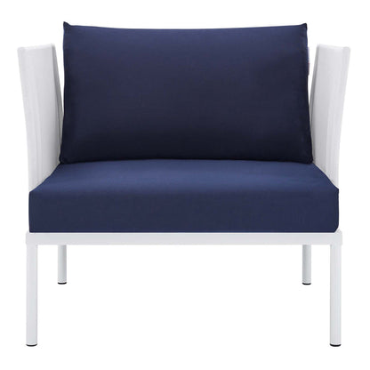 Harmony Sunbrella® Outdoor Patio Aluminum Armchair - White Navy