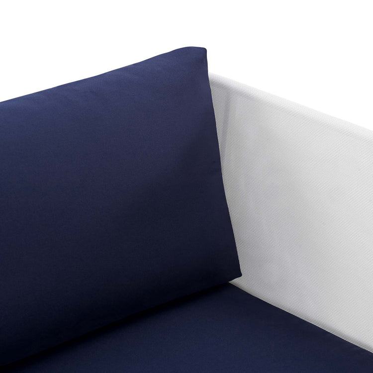 Harmony Sunbrella® Outdoor Patio Aluminum Armchair - White Navy