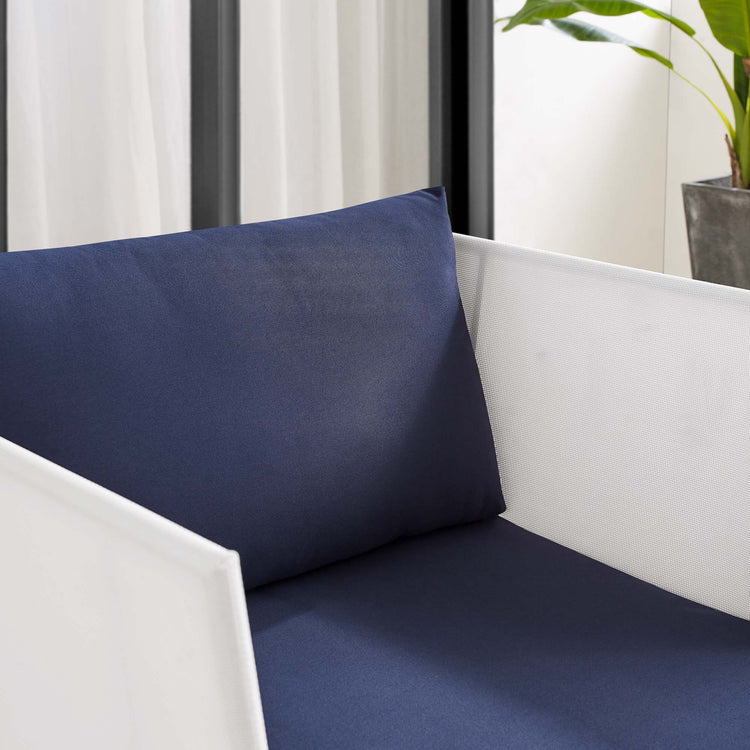 Harmony Sunbrella® Outdoor Patio Aluminum Armchair - White Navy