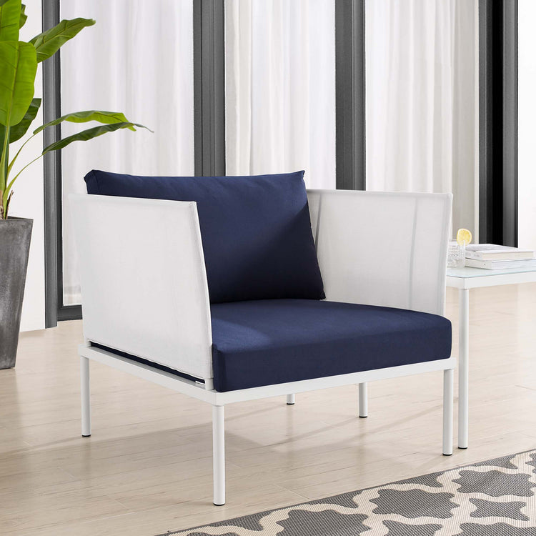 Harmony Sunbrella® Outdoor Patio Aluminum Armchair - White Navy