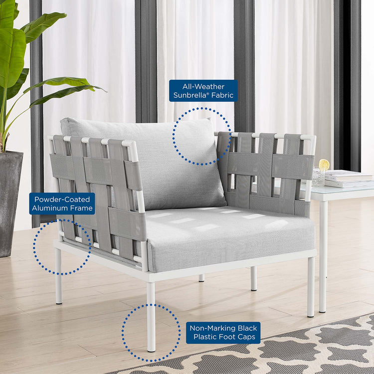Harmony Sunbrella® Outdoor Patio Aluminum Armchair - Gray Gray