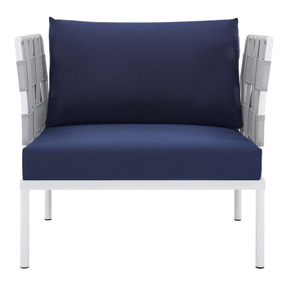 Harmony Sunbrella® Outdoor Patio Aluminum Armchair - Gray Navy