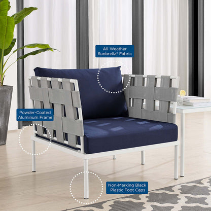 Harmony Sunbrella® Outdoor Patio Aluminum Armchair - Gray Navy