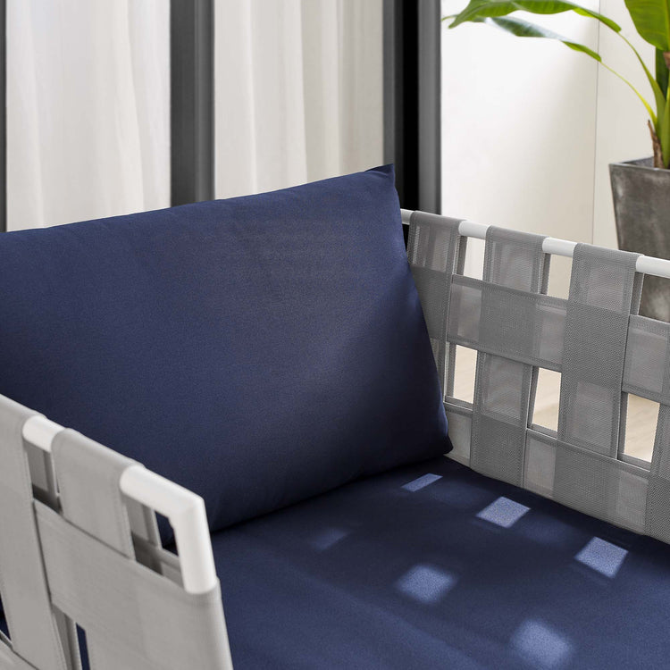 Harmony Sunbrella® Outdoor Patio Aluminum Armchair - Gray Navy