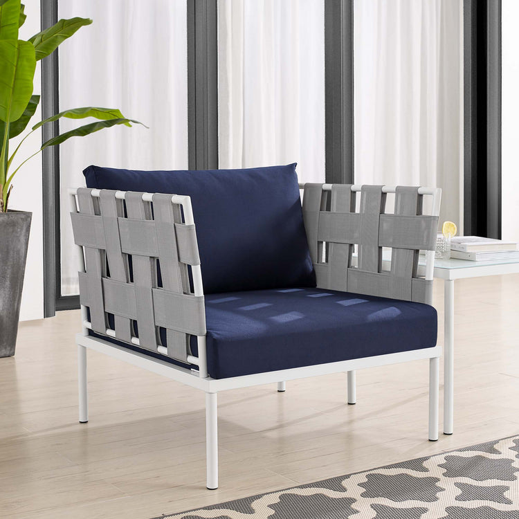 Harmony Sunbrella® Outdoor Patio Aluminum Armchair - Gray Navy