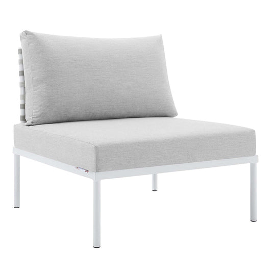 Harmony Sunbrella® Basket Weave Outdoor Patio Aluminum Armless Chair - Taupe Gray