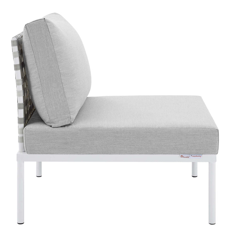 Harmony Sunbrella® Basket Weave Outdoor Patio Aluminum Armless Chair - Taupe Gray