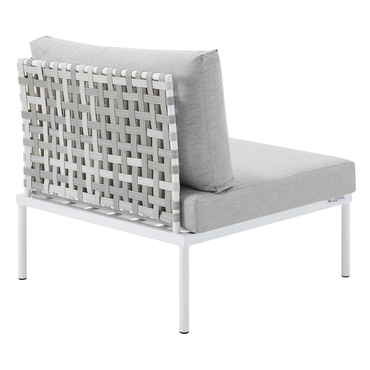 Harmony Sunbrella® Basket Weave Outdoor Patio Aluminum Armless Chair - Taupe Gray