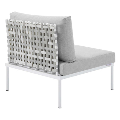 Harmony Sunbrella® Basket Weave Outdoor Patio Aluminum Armless Chair - Taupe Gray