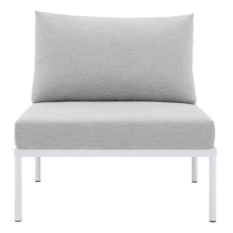 Harmony Sunbrella® Basket Weave Outdoor Patio Aluminum Armless Chair - Taupe Gray