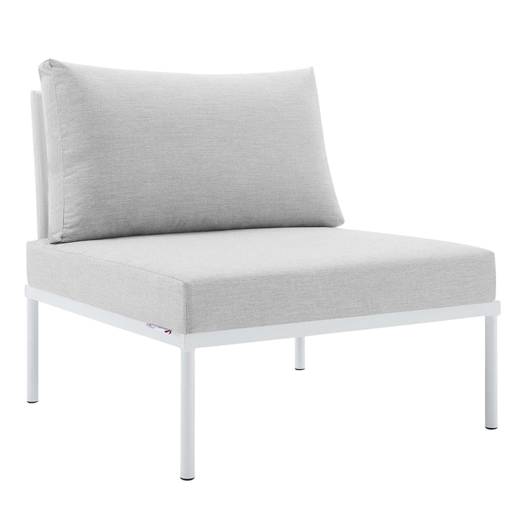 Harmony Sunbrella® Outdoor Patio Aluminum Armless Chair - White Gray