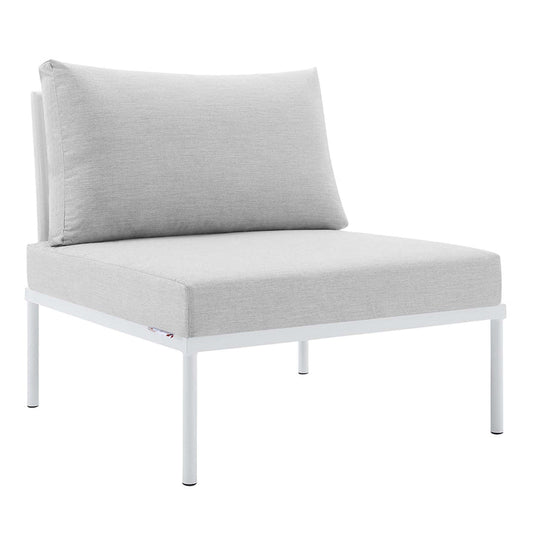 Harmony Sunbrella® Outdoor Patio Aluminum Armless Chair - White Gray