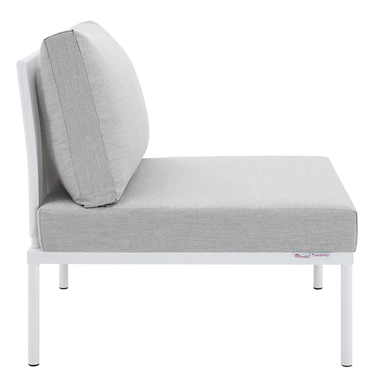Harmony Sunbrella® Outdoor Patio Aluminum Armless Chair - White Gray