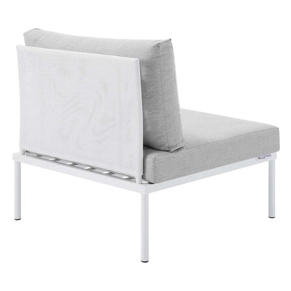 Harmony Sunbrella® Outdoor Patio Aluminum Armless Chair - White Gray