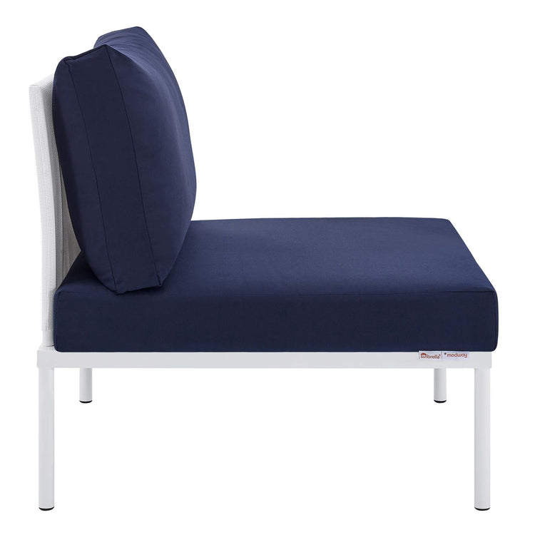 Harmony Sunbrella® Outdoor Patio Aluminum Armless Chair - White Navy