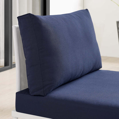 Harmony Sunbrella® Outdoor Patio Aluminum Armless Chair - White Navy