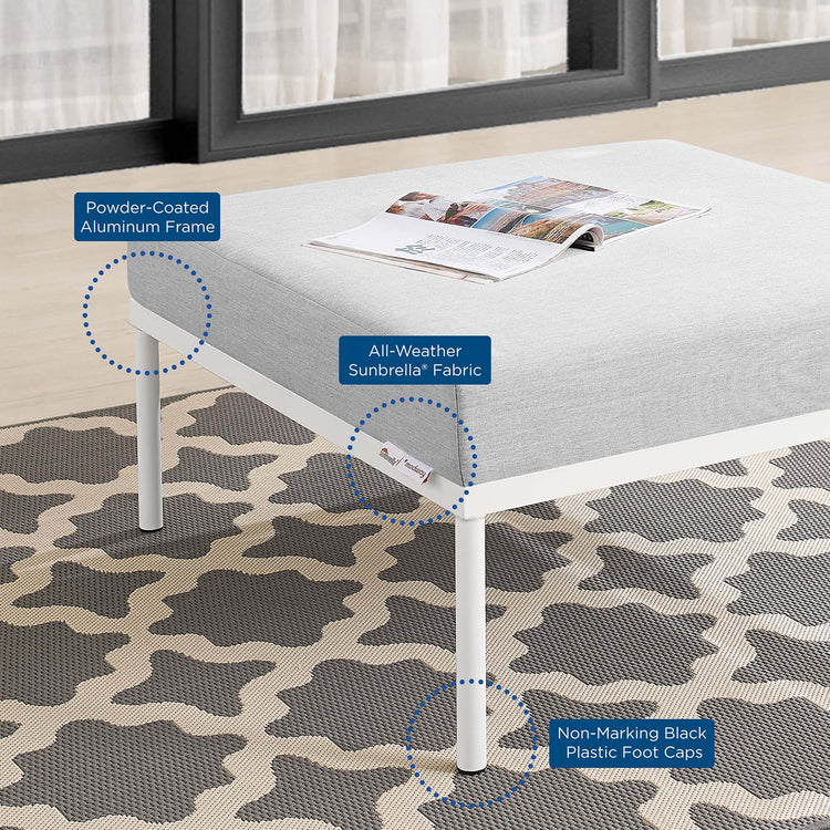 Harmony Sunbrella® Outdoor Patio Aluminum Ottoman - Gray