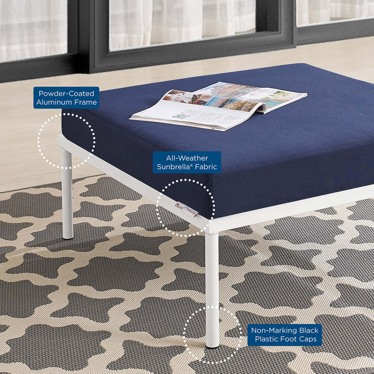 Harmony Sunbrella® Outdoor Patio Aluminum Ottoman - Navy