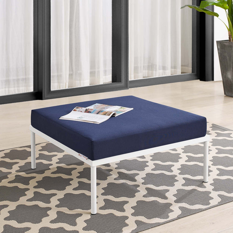 Harmony Sunbrella® Outdoor Patio Aluminum Ottoman - Navy