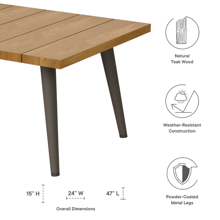 Meadow Outdoor Patio Teak Wood Coffee Table - Default Title