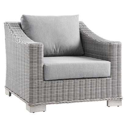 Conway 2-Piece Outdoor Patio Wicker Rattan Armchair and Ottoman Set - Light Gray Gray