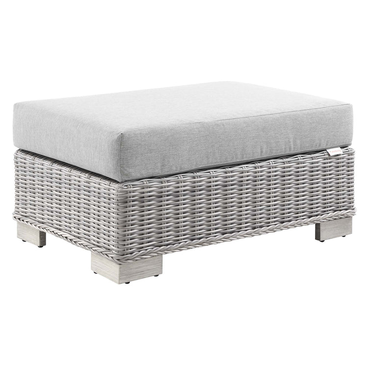 Conway 2-Piece Outdoor Patio Wicker Rattan Armchair and Ottoman Set - Light Gray Gray