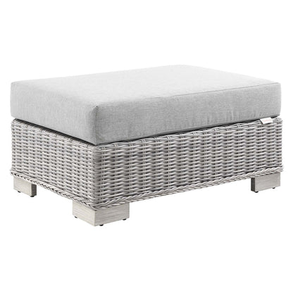 Conway 2-Piece Outdoor Patio Wicker Rattan Armchair and Ottoman Set - Light Gray Gray