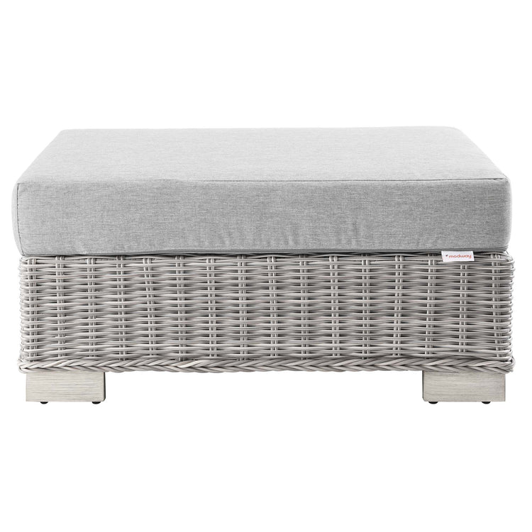 Conway 2-Piece Outdoor Patio Wicker Rattan Armchair and Ottoman Set - Light Gray Gray