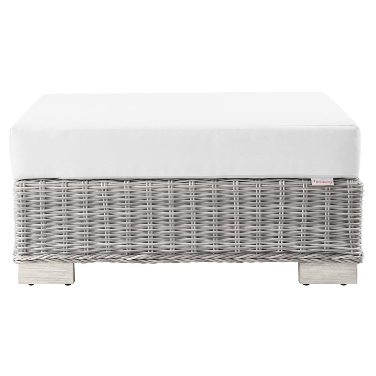 Conway 2-Piece Outdoor Patio Wicker Rattan Armchair and Ottoman Set - Light Gray White
