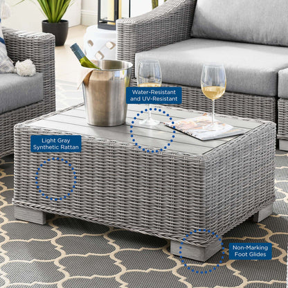 Conway 4-Piece Outdoor Patio Wicker Rattan Furniture Set - Light Gray Gray