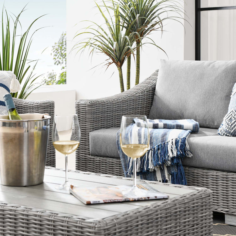 Conway 4-Piece Outdoor Patio Wicker Rattan Furniture Set - Light Gray Gray