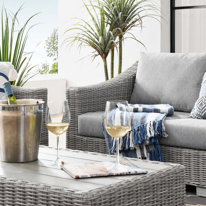 Conway 4-Piece Outdoor Patio Wicker Rattan Furniture Set - Light Gray Gray