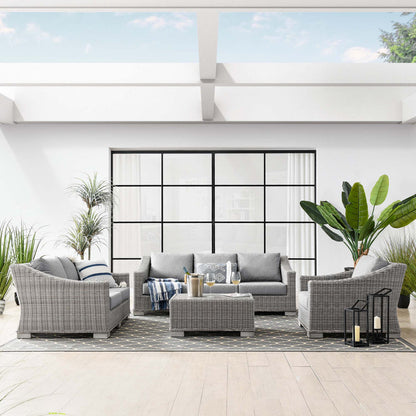 Conway 4-Piece Outdoor Patio Wicker Rattan Furniture Set - Light Gray Gray