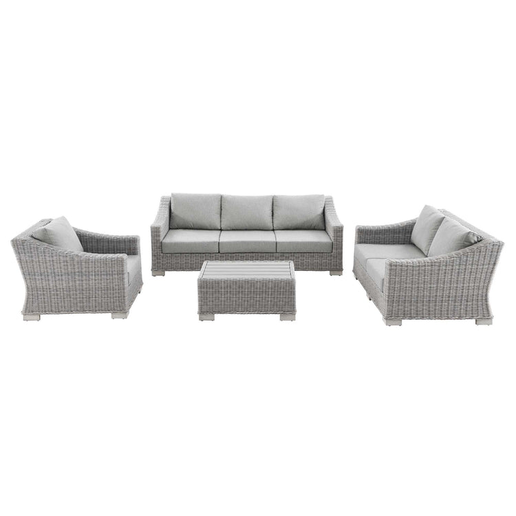 Conway 4-Piece Outdoor Patio Wicker Rattan Furniture Set - Light Gray Gray